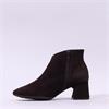 Wonders V Cut Pointed Block Heel Boot - Brown Suede